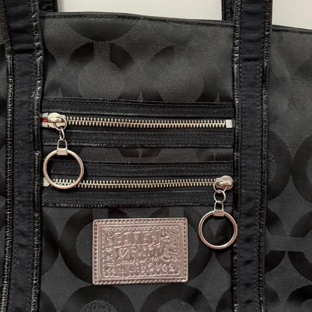 Vintage Y2K Coach Poppy Black Optic C Monogram Pocket Tote